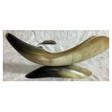 Set of Two Steer Horn Pipe Stand & Ashtray and Buffalo Horn