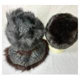 Erikson Fur Vintage Rabbit Fur Handwarmer Shrug, one size fits most and 2 Vintage Faux Fur hats and collar
