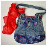 (3) Patriotic Print Denim Bags made from Vintage Jeans (Jean pockets are functional)