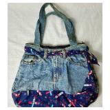 (3) Patriotic Print Denim Bags made from Vintage Jeans (Jean pockets are functional)