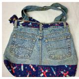 (3) Patriotic Print Denim Bags made from Vintage Jeans (Jean pockets are functional)