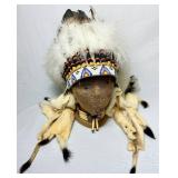 Native American Feathered and Beaded Headdress plus Vintage Native American Beaded Choker Necklace