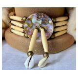 Native American Feathered and Beaded Headdress plus Vintage Native American Beaded Choker Necklace