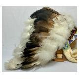 Native American Feathered and Beaded Headdress plus Vintage Native American Beaded Choker Necklace