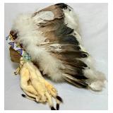 Native American Feathered and Beaded Headdress plus Vintage Native American Beaded Choker Necklace
