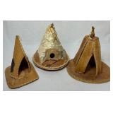 Collection of Handmade Birch Bark Items - Baskets, Canoe, Teepee and Trays