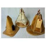 Collection of Handmade Birch Bark Items - Baskets, Canoe, Teepee and Trays