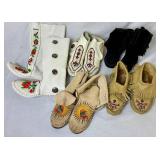 Beaded Leather Adult Moccasins and Boots