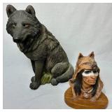 "Leads the Wolf" Statue Ltd. Edition by Neil J Rose 1013/3500 and Sandicast Black Wolf Statue