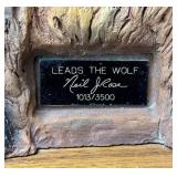 "Leads the Wolf" Statue Ltd. Edition by Neil J Rose 1013/3500 and Sandicast Black Wolf Statue