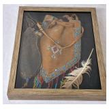 Framed Native American Artifacts - Leather Purse, Trade Beads, Leather Medicine Bag, Beaded Knife Sheath and more