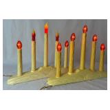 Vintage Safe-T-Glo 5 Light Candolier Light Sets, Hard Plastic Light Up Candle and Raylite Electric Corp. Illuminated Musical Christmas Church