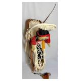 Native American Papoose Holder made of White Doeskin with Doll