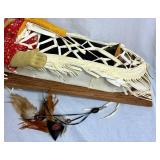 Native American Papoose Holder made of White Doeskin with Doll