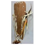 Native American Papoose Holder made of White Doeskin with Doll
