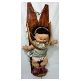 Wood Papoose Holder with Doll