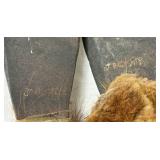 Two Handmade Native American Spears with fur and feathers