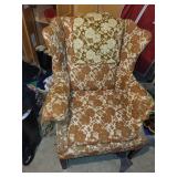 Vintage Floral Armchair with Orange and Beige Upholstery