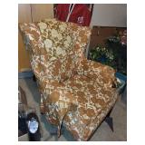 Vintage Floral Armchair with Orange and Beige Upholstery