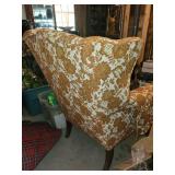Vintage Floral Armchair with Orange and Beige Upholstery