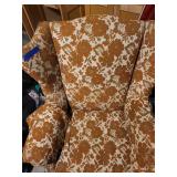Vintage Floral Armchair with Orange and Beige Upholstery