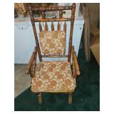 Vintage Wooden Rocking Chair with Floral Cushions