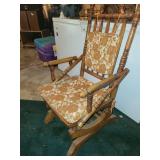 Vintage Wooden Rocking Chair with Floral Cushions