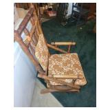 Vintage Wooden Rocking Chair with Floral Cushions