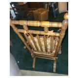 Vintage Wooden Rocking Chair with Floral Cushions