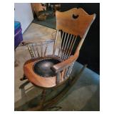 Vintage Wooden Rocking Chair with Leather Seat