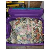 Large Bin of Assorted Floral Fabric Pieces - Window Drape