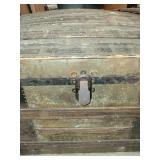 Antique Steamer Trunk with Domed Top and Metal Accents