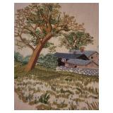 Framed Vintage Hand-Embroidered Landscape Artwork