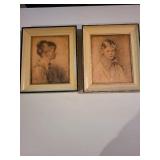 Set of 2 Edward Gross Co. Vintage Portrait Prints - Peter & Charlotte