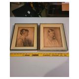 Set of 2 Edward Gross Co. Vintage Portrait Prints - Peter & Charlotte