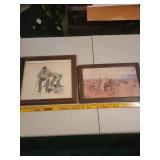 Set of 2 Framed Art Prints: Norman Rockwell & Lewis and Clark Expedition