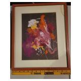 Pair of Framed Artworks: Green Tara Embroidery & Abstract Collage