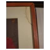 Pair of Framed Artworks: Green Tara Embroidery & Abstract Collage