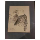 Eagle sketch signed by artist Justin Young