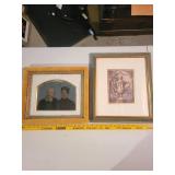 Set of 2 Framed Art Pieces: Antique Photograph and Trophy Artwork