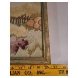 Framed Vintage Needlepoint Cottage Landscape