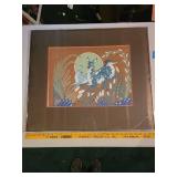 Woody Wilson Crumbo Framed Artwork Featuring Blue Deer Design - Not Authenticated