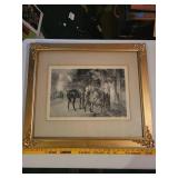 Waller Antique Artwork "The White Cockade" Featuring Elegant Horse Scene