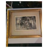 Waller Antique Artwork "The White Cockade" Featuring Elegant Horse Scene