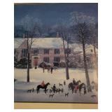 Michel Delacroix Framed Print with Winter Equestrian Scene