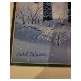 Michel Delacroix Framed Print with Winter Equestrian Scene