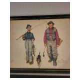 Set of 2 Norman Rockwell Framed Prints - Fishing and Leaf Raking