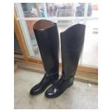 Pair of All Leather Black Riding Boots Size 8.5