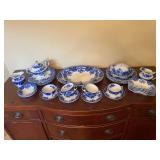 Grindley Flow Blue Antique Osborne Pattern Dinnerware Set