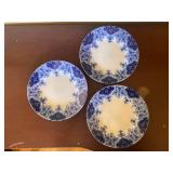 Set of 7 Assorted Antique Flow Blue Dishes English and German